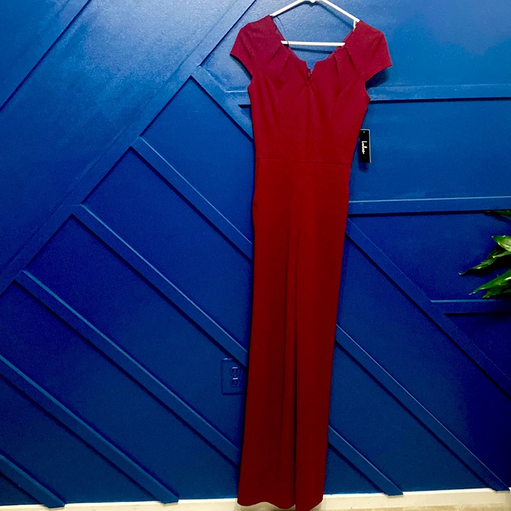 Burgundy jumpsuit splitneck and pockets - Lulus